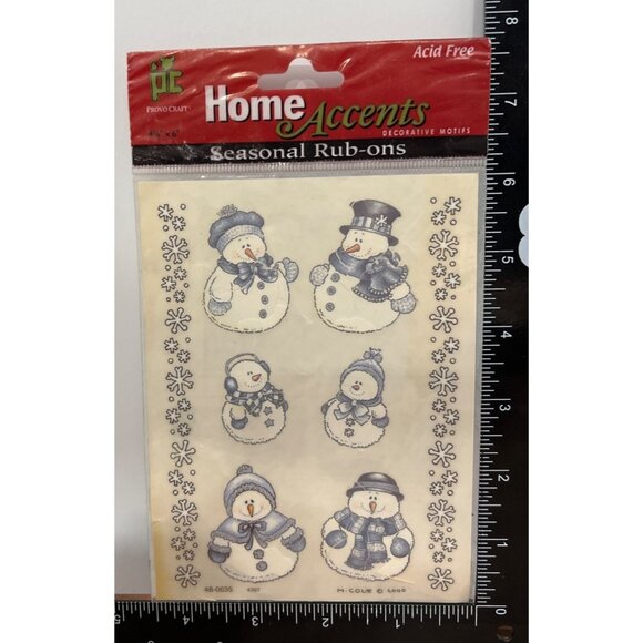 48-0635 WINTERY FRIENDS Provo Craft SNOWMAN Rub-on Transfer Stickers BY M COLE - Picture 2 of 3
